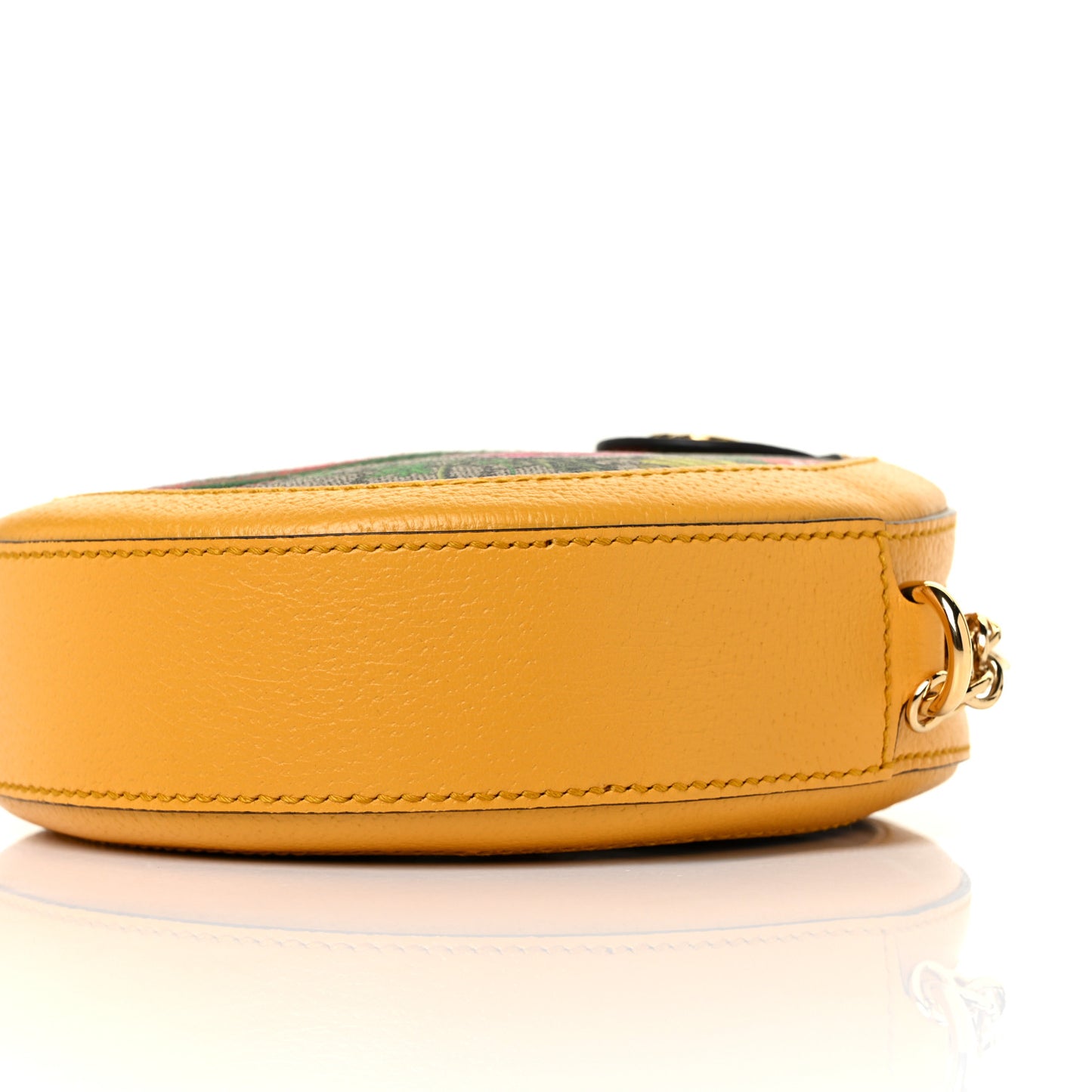 GG Supreme Monogram Flora Web Mini Ophidia Round Shoulder Bag Beige Multicolor Crop