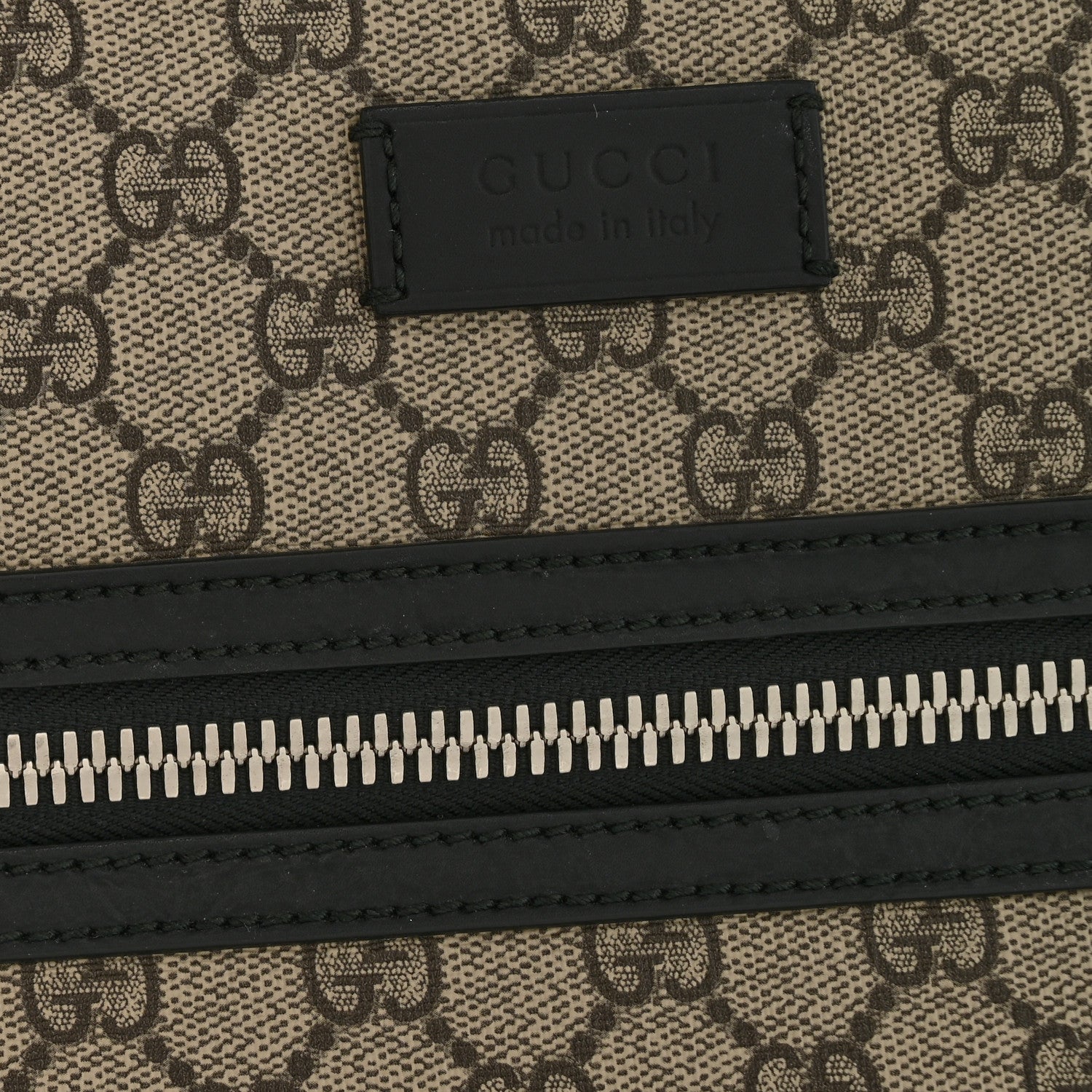 Gucci GG Supreme Monogram Flat Messenger Bag Beige Black New Acero 11 of 13