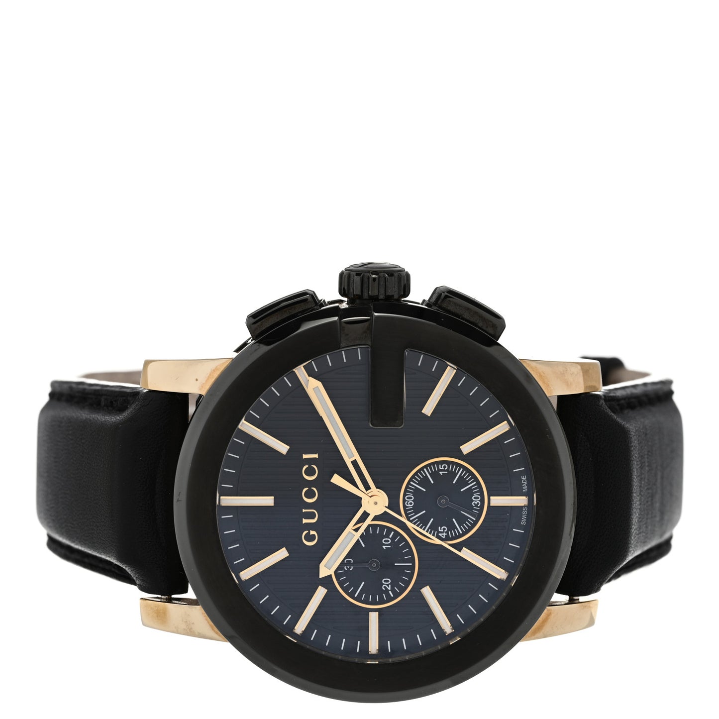 PVD Stainless Steel Calfskin 44mm G-Chrono Quartz Watch Black