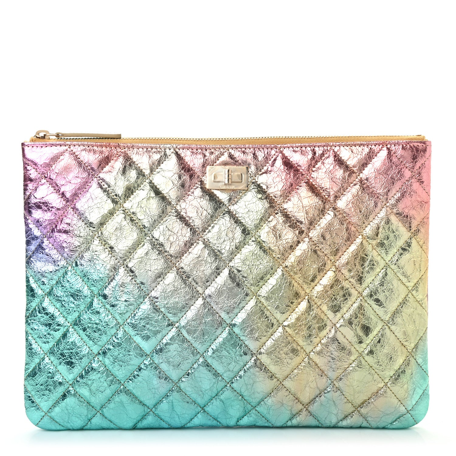 Chanel Metallic Goatskin Quilted Medium 2.55 Reissue Cosmetic Case Multicolor 1 of 7