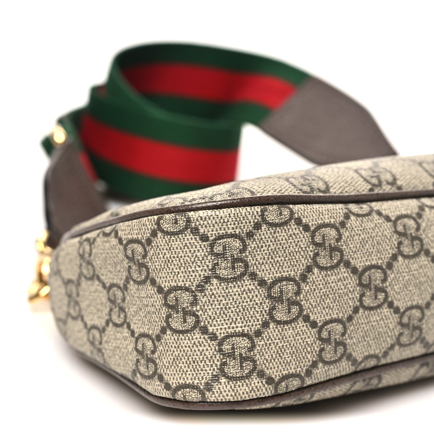 Gucci GG Supreme Monogram Textured Dollar Calfskin Web Small Ophidia GG Handbag Beige Ebony New Acero 9 of 11
