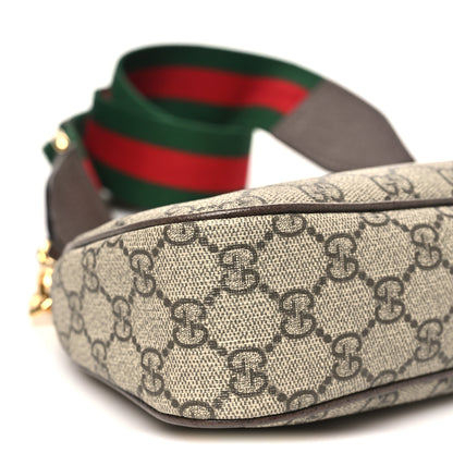 Gucci GG Supreme Monogram Textured Dollar Calfskin Web Small Ophidia GG Handbag Beige Ebony New Acero 9 of 11