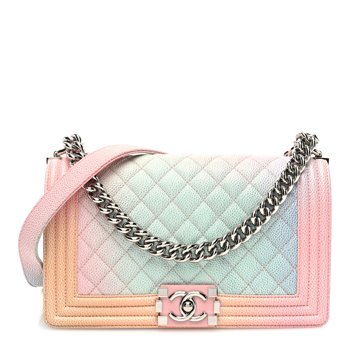 Caviar Quilted Medium Cuba Rainbow Boy Flap Multicolor
