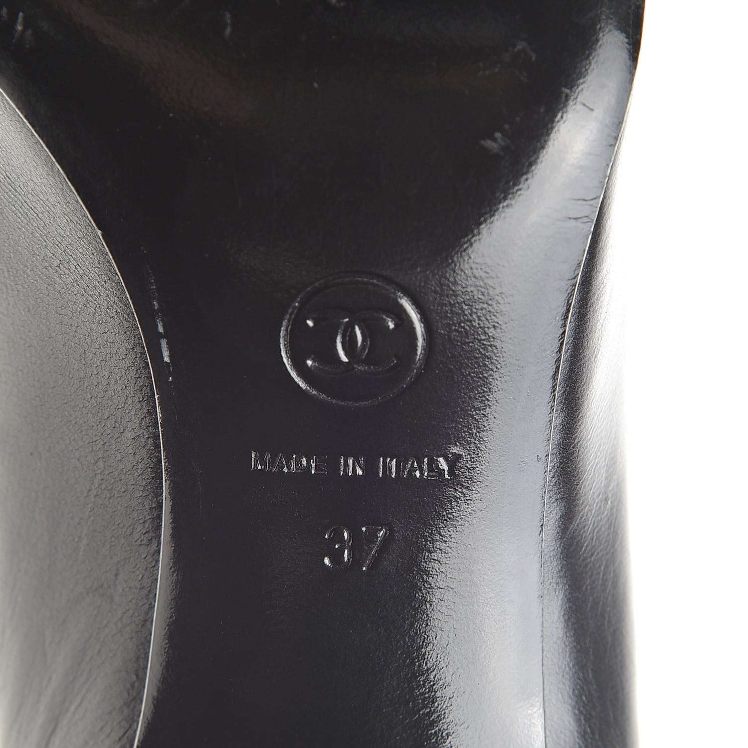Chanel Lambskin CC Cap Toe Pumps 37 Black White 9 of 13