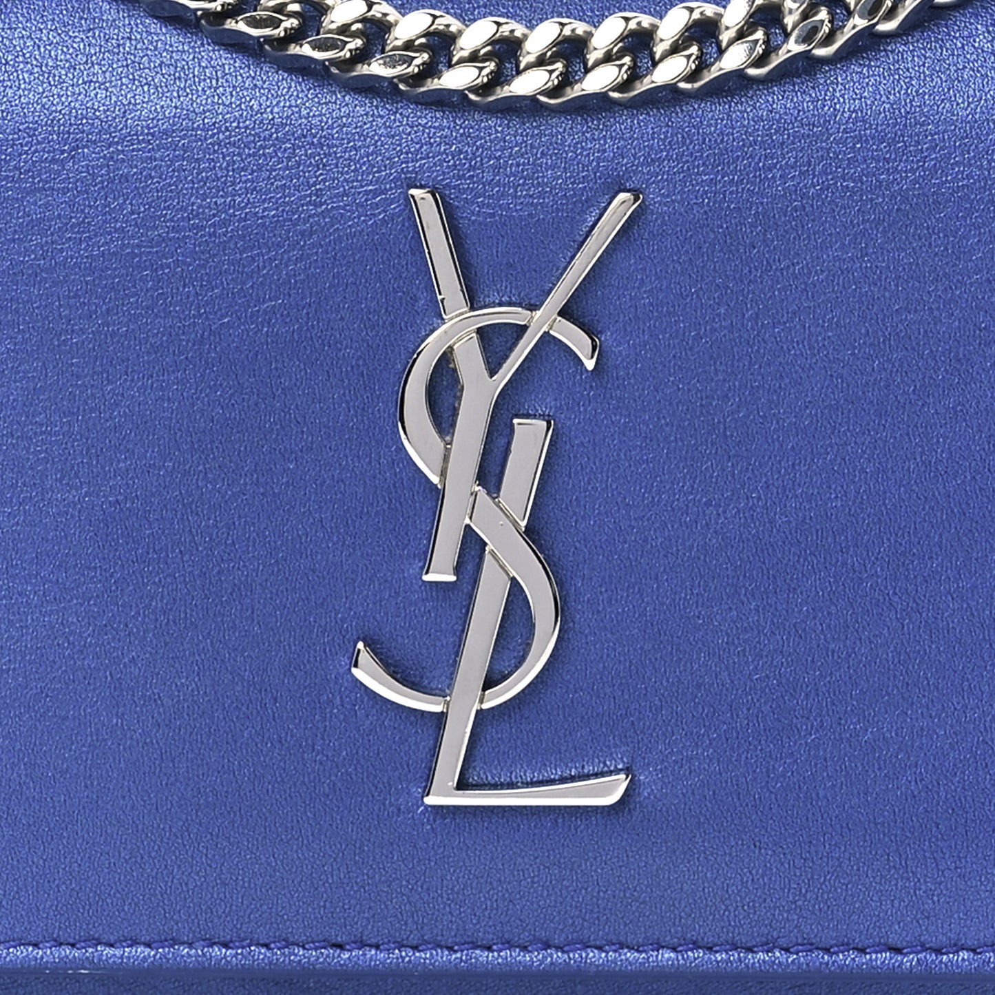 Metallic Calfskin Monogram Sunset Chain Wallet Blue Royal