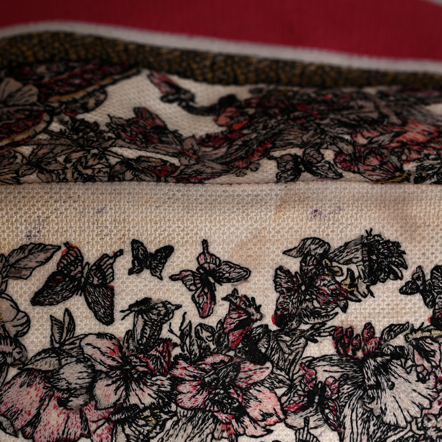 Christian Dior Canvas Embroidered Medium Butterfly Print Book Tote Multicolor 12 of 14