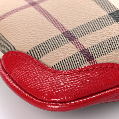 Burberry Haymarket Check Small Peyton Crossbody Clutch Bag Military Red 8 of 13