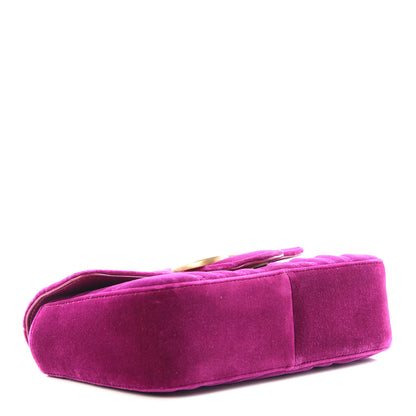 Gucci Velvet Matelasse Mini GG Marmont Shoulder Bag Fuchsia Violet Cyclamen 3 of 9