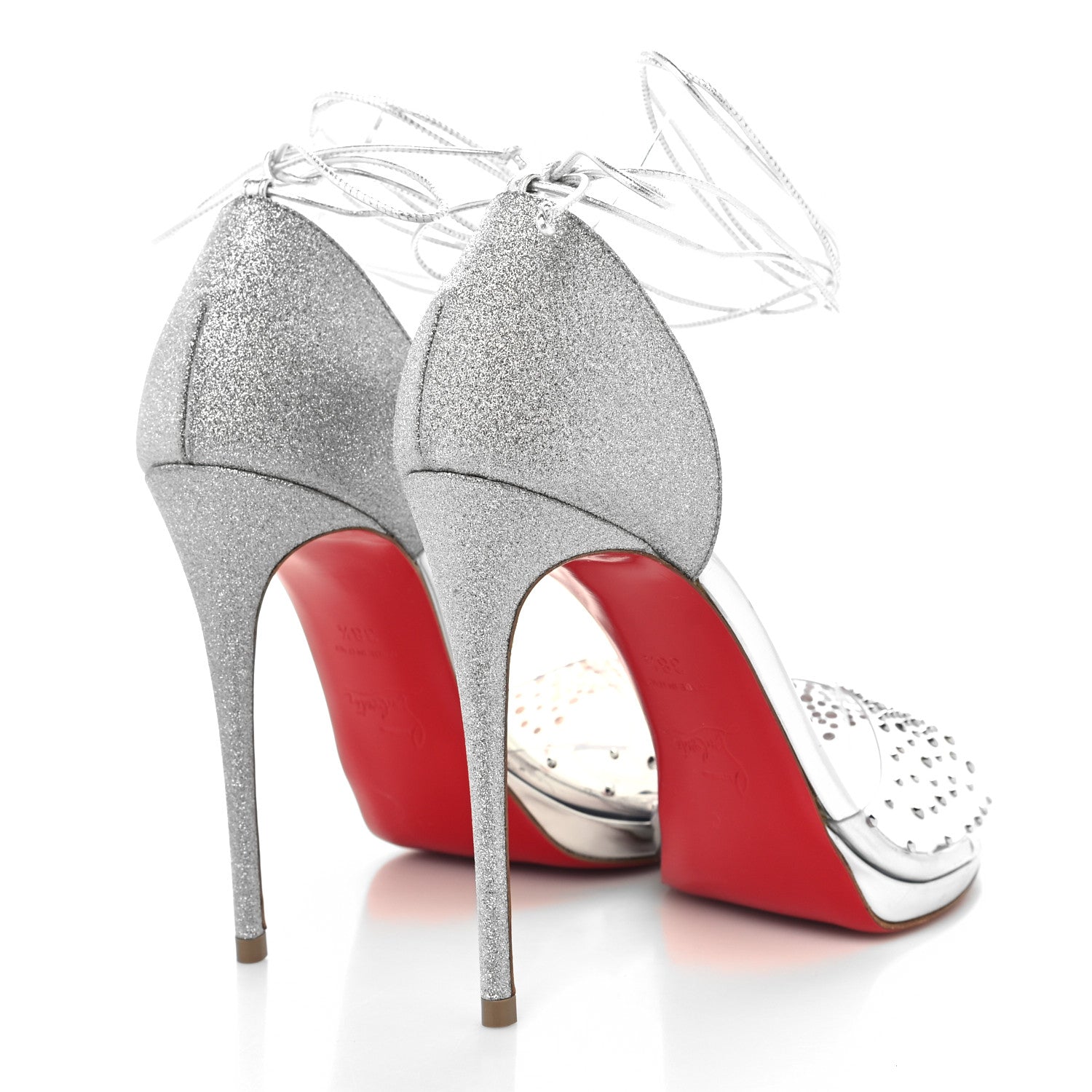 Christian Louboutin PVC Glitter Crystal Degratina Frou 120 Pumps 38.5 Silver 5 of 8