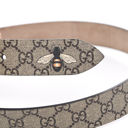 Gucci GG Supreme Monogram Selleria Calfskin Bee 35mm Belt 85 34 Beige Ebony Multicolor Cocoa 6 of 6