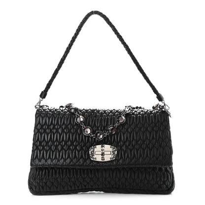 Miu Miu Nappa Matelasse Crystal Flap Clutch Black 1 of 9