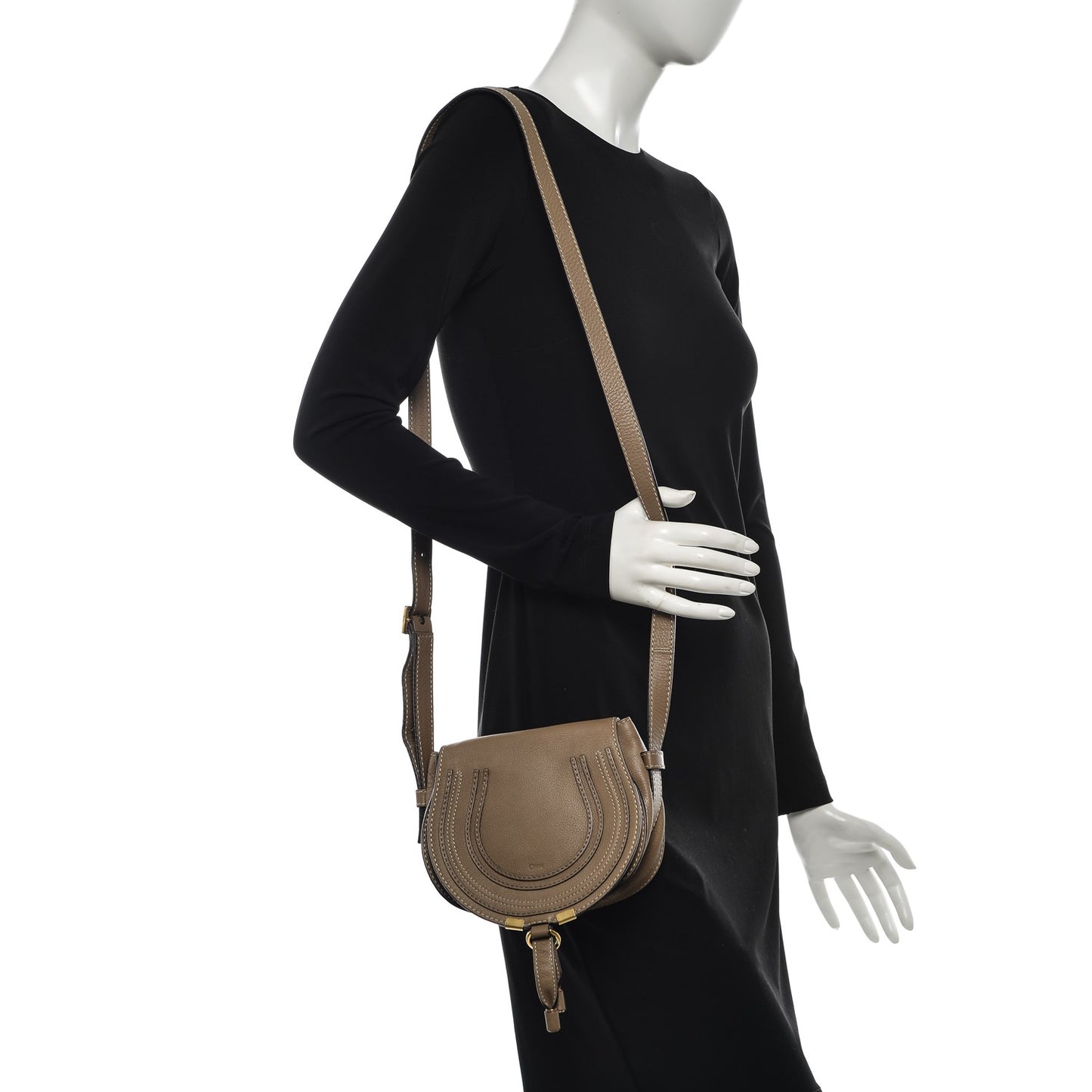 Calfskin Mini Marcie Round Crossbody Bag Nut