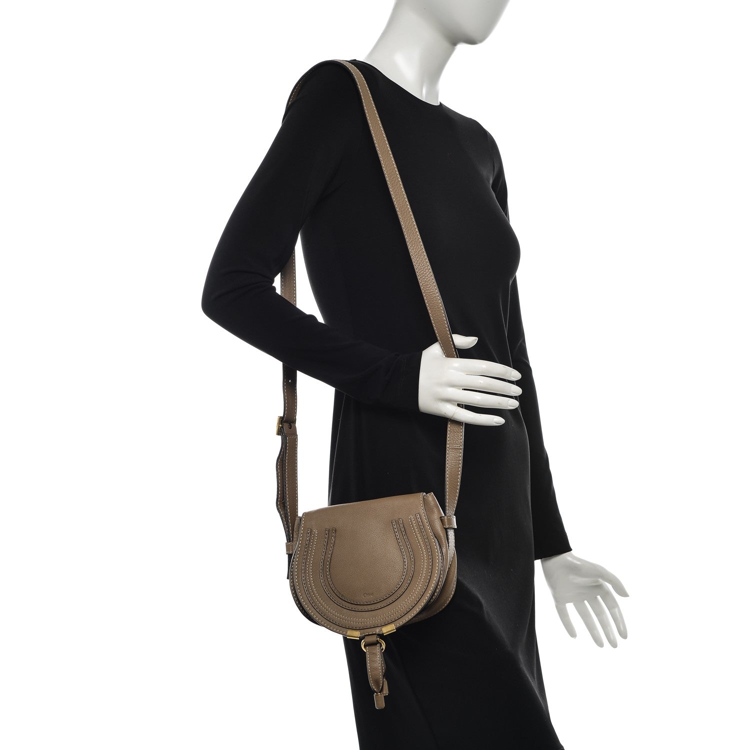 Chloe Calfskin Mini Marcie Round Crossbody Bag Nut 2 of 8