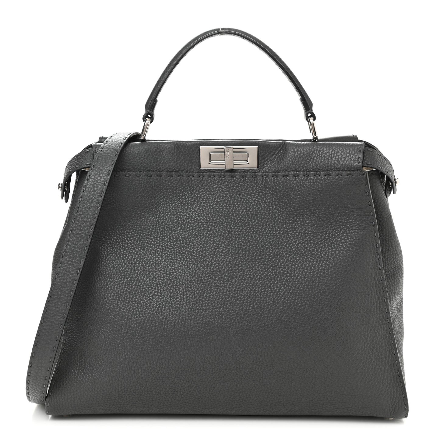 Cuoio Romano Selleria Bi-Color Large Peekaboo Iconic Satchel Asfalto Latte
