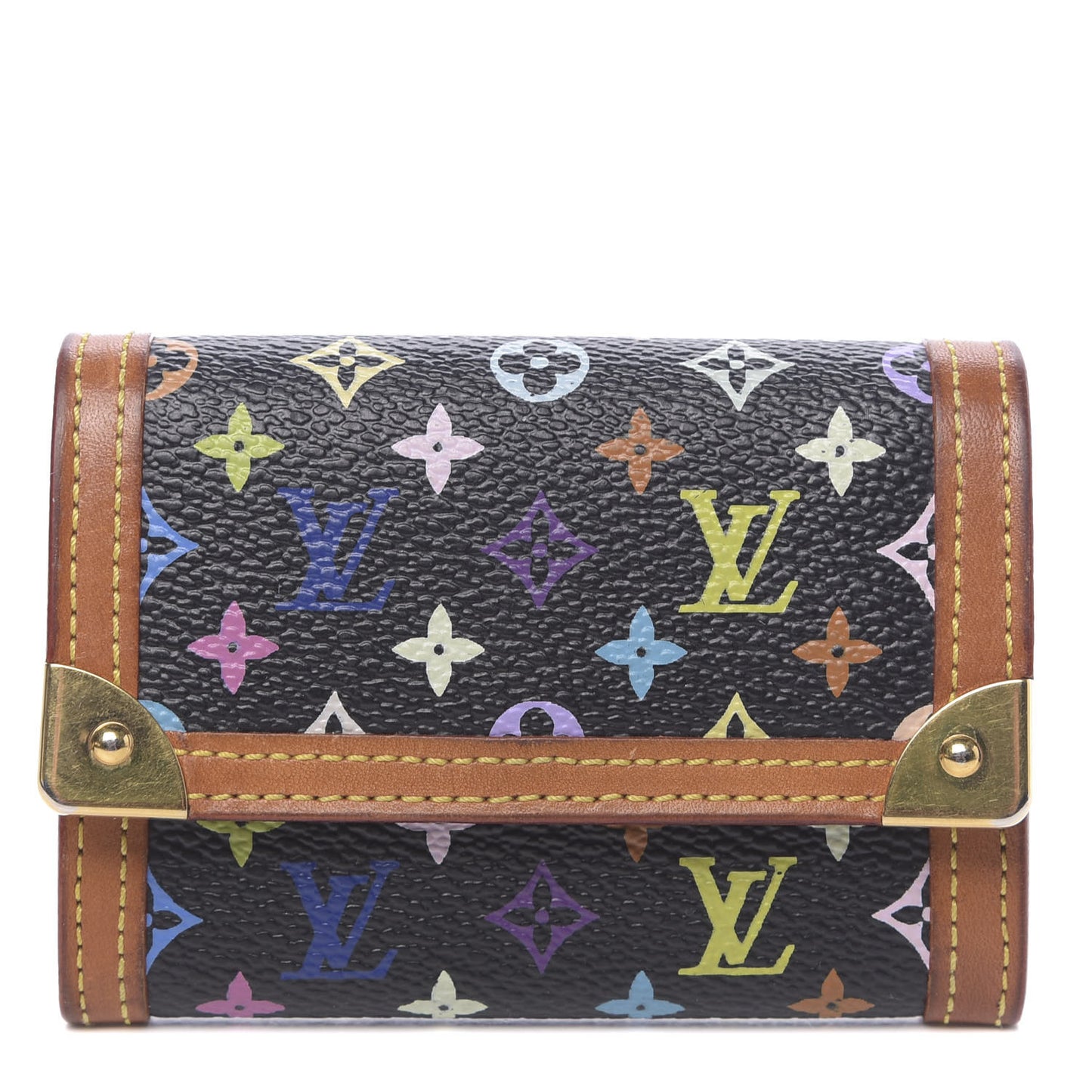 Monogram Multicolor Porte-Monnaie Plat Coin Purse Black
