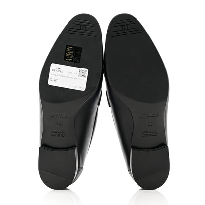Hermes Goatskin Womens Royal Loafers 38 Black 5 of 11