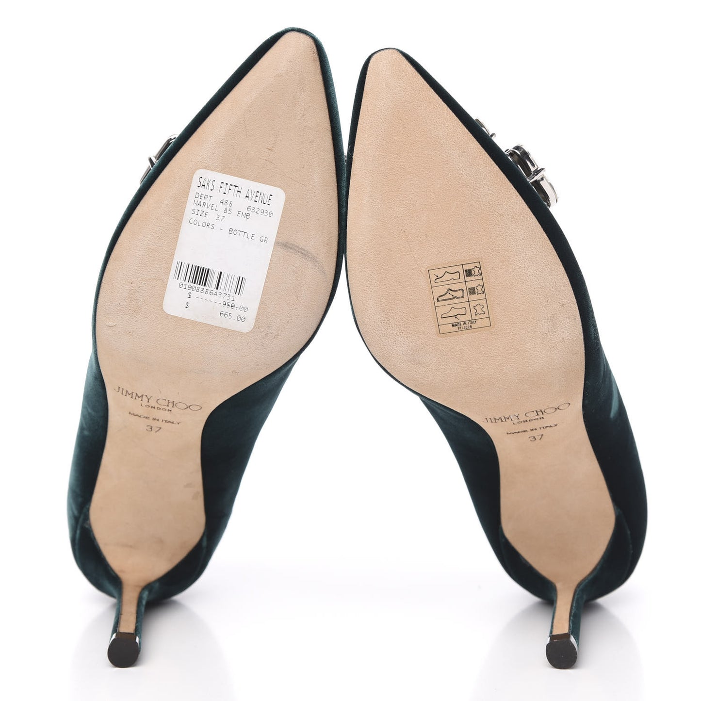 Velvet Crystal Embellished Marvel 85 Pumps 37 Bottle Green