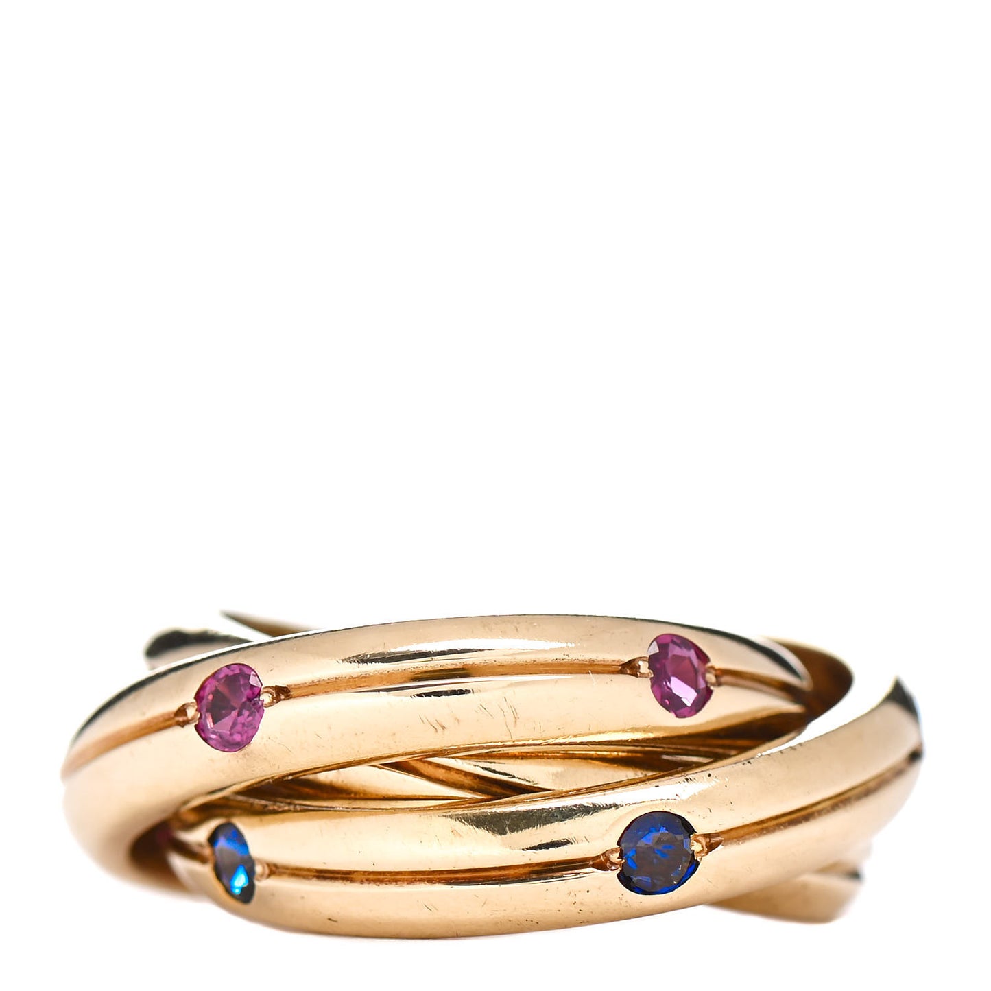 18K Yellow Gold Diamond Sapphire Ruby Constellation Trinity Ring 50 5.25