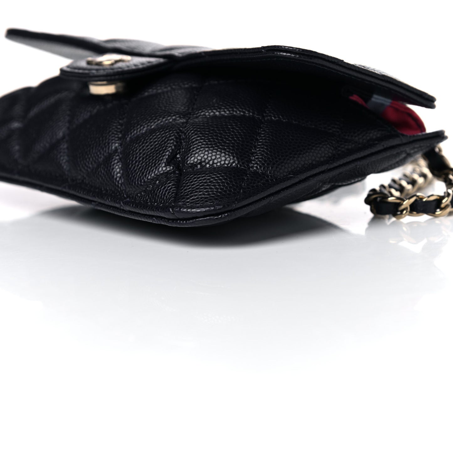 Caviar Fabric Quilted Foldable Tote With Chain Black Multicolor