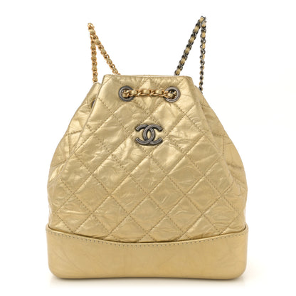 Chanel Metallic Lambskin Small Quilted Gabrielle Backpack Gold 1 of 10