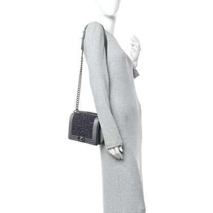 Chanel Tweed Metallic Lambskin Medium Boy Flap Silver 2 of 14