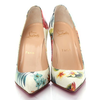Christian Louboutin Crackled Calfskin Hawaiian Print Pigalle Follies 100 Pumps 36 White 5 of 10