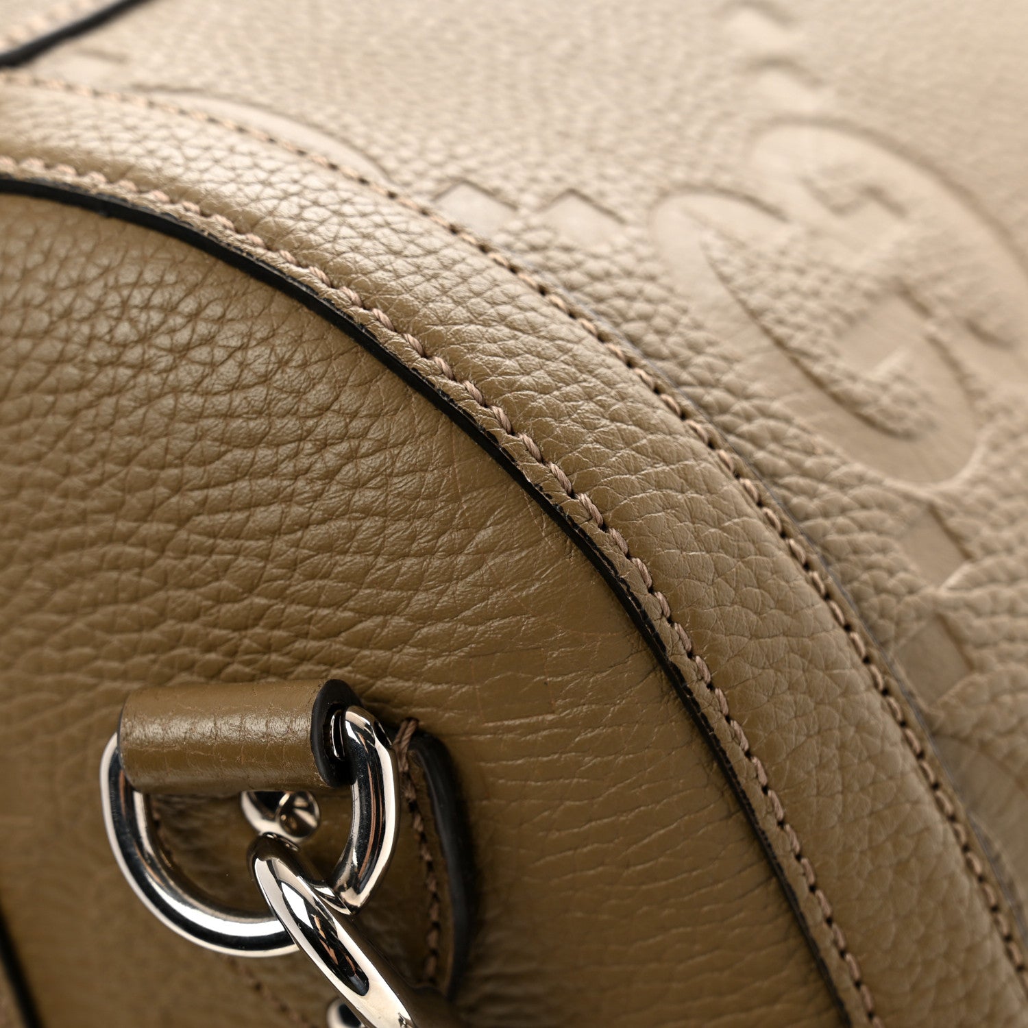Gucci Piuma Calfskin Jumbo GG Embossed Large Duffle Bag Good Taupe 13 of 14