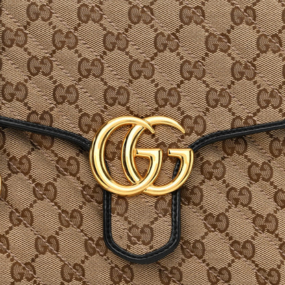 Gucci Monogram Azalea Calfskin Matelasse Diagonal Small GG Marmont Top Handle Shoulder Bag Beige Ebony Black 9 of 12