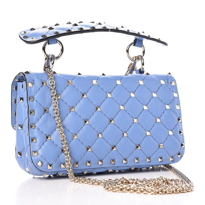 Valentino Garavani Lambskin Small Rockstud Spike Shoulder Bag Blue 4 of 9