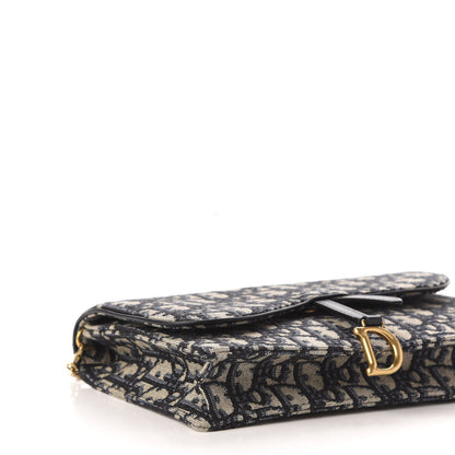 Christian Dior Oblique Saddle Chain Pouch Blue 8 of 10