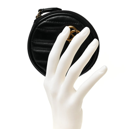 Gucci Calfskin Matelasse GG Marmont Round Coin Purse Black 2 of 8