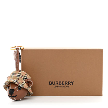 Burberry Cashmere Vintage Check Thomas Head Teddy Bear Keychain Charm Archive Beige 4 of 4