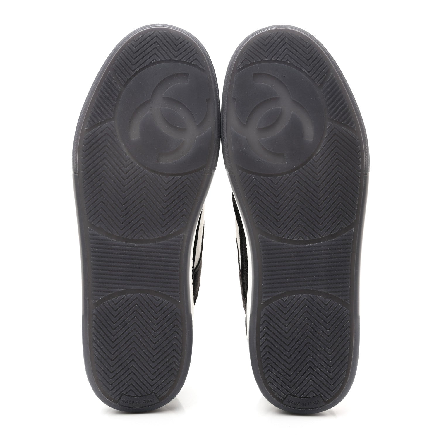 Chanel Suede Kidskin Womens CC Sneakers 39 Black White 5 of 11