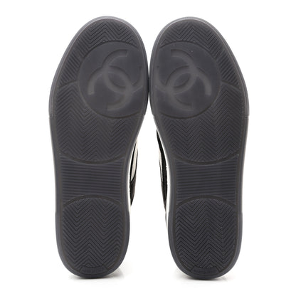 Chanel Suede Kidskin Womens CC Sneakers 39 Black White 5 of 11