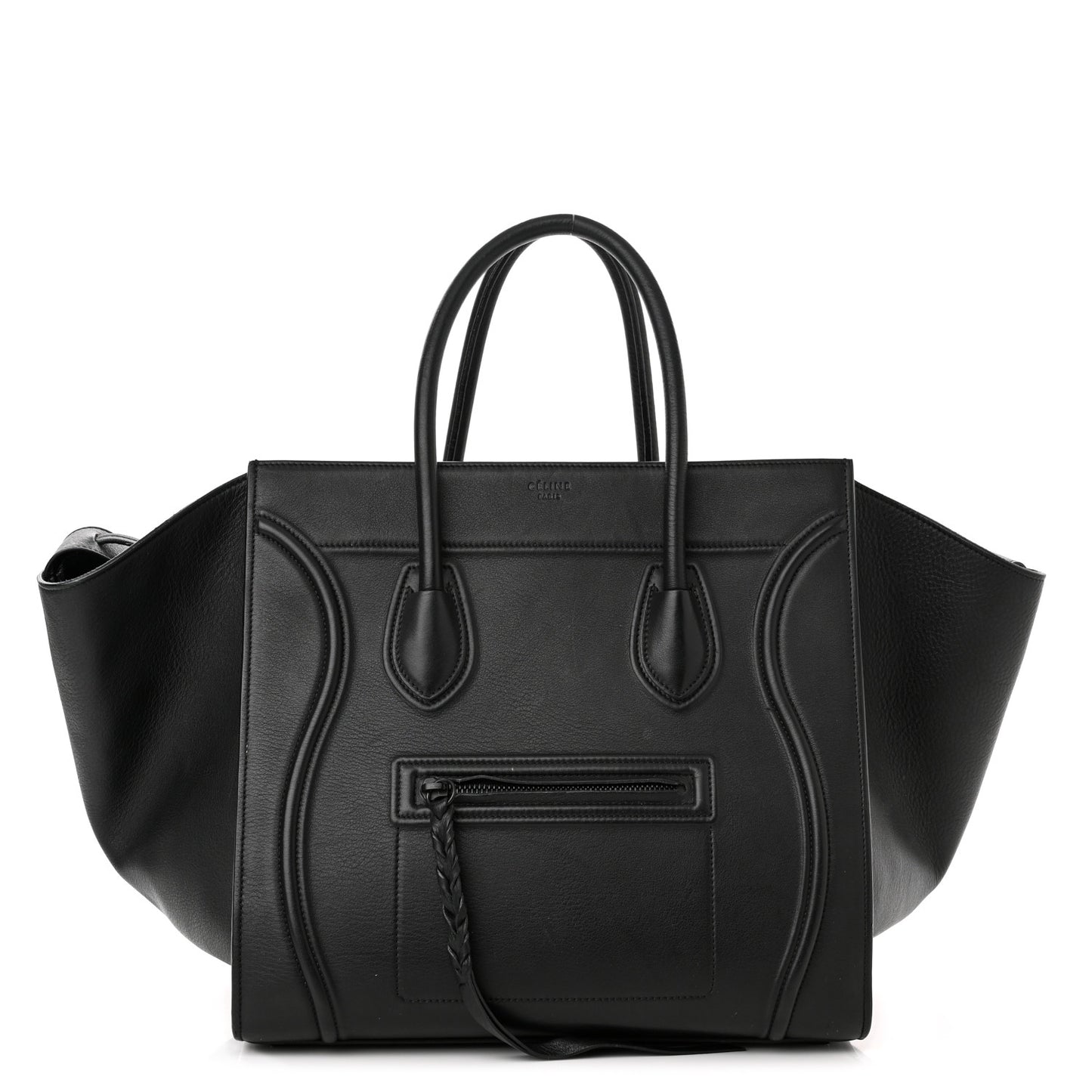 Grained Calfskin Medium Phantom Luggage Black