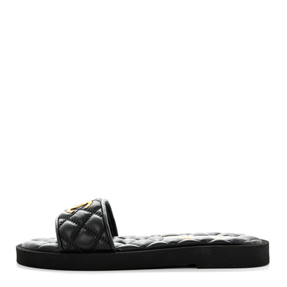 Chanel Lambskin Quilted Textured CC Mules Sandals 35 Black 1 of 8