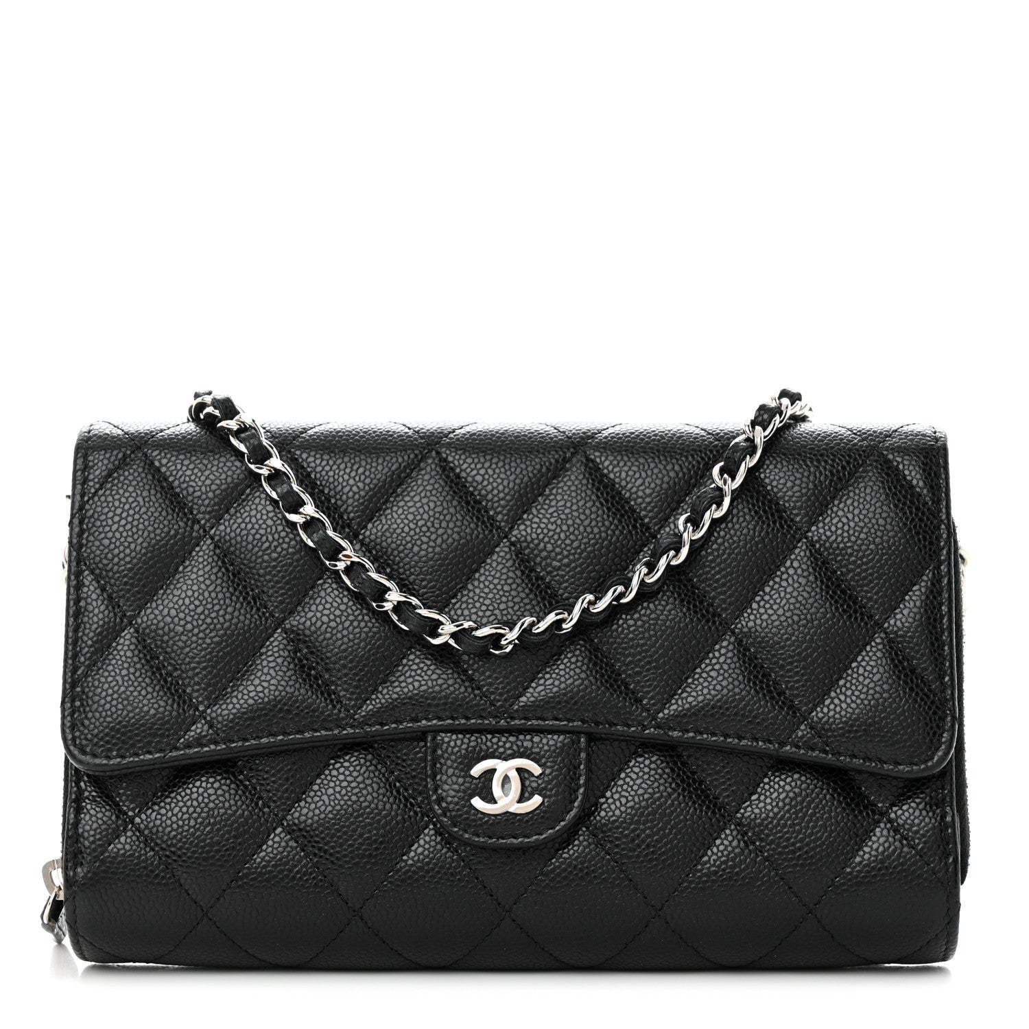 Chanel Caviar Quilted Phone Holder Wallet on Removable Chain Black 1 of 15