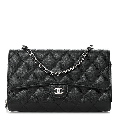 Chanel Caviar Quilted Phone Holder Wallet on Removable Chain Black 1 of 15