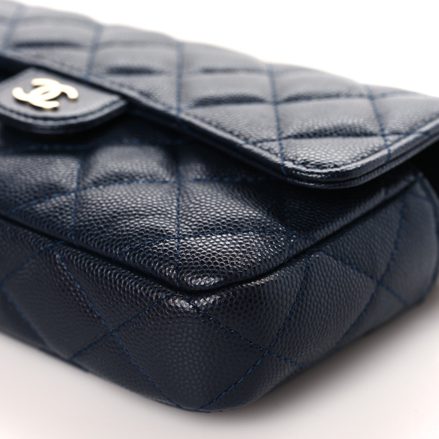 Chanel Caviar Quilted Flap Phone Holder With Chain Navy 11 of 12