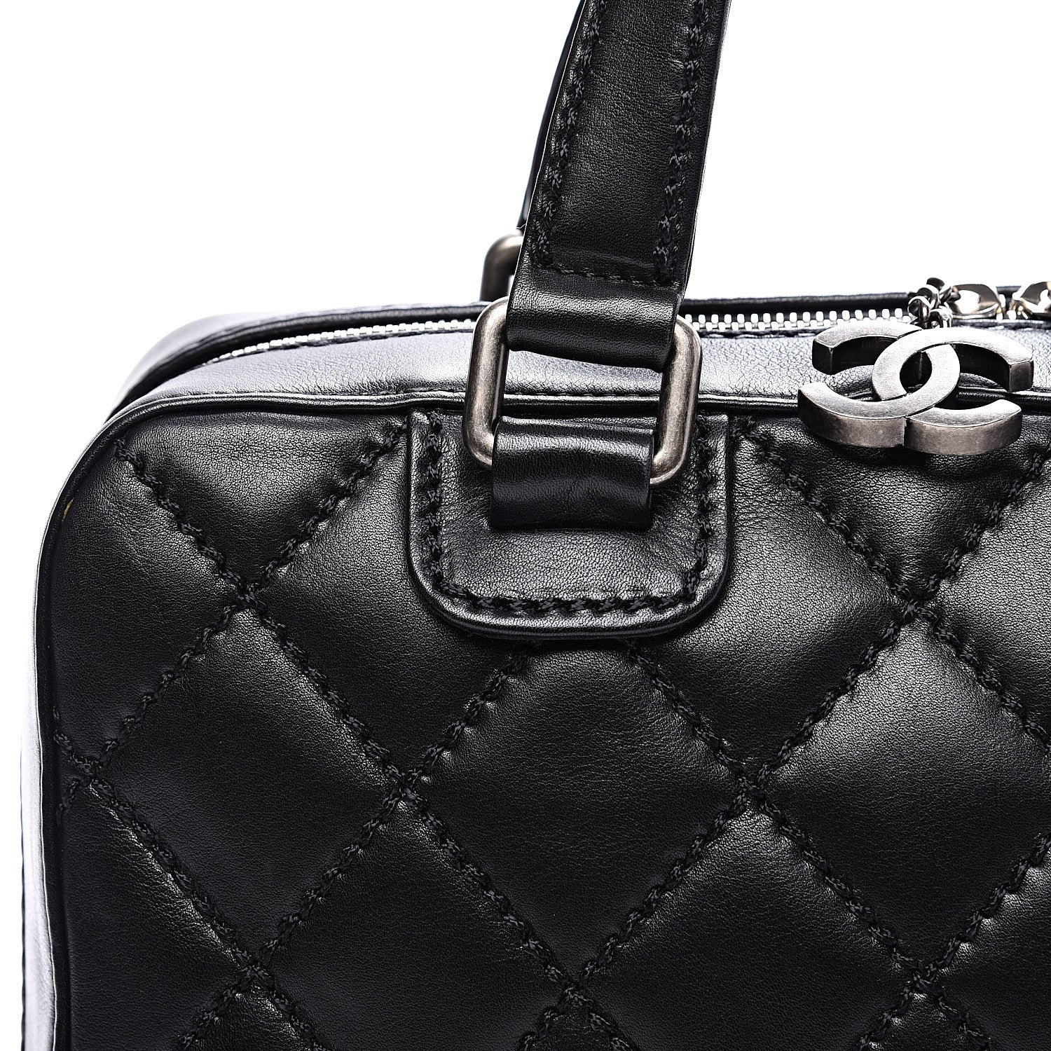 Chanel Calfskin Quilted Top Handle Bag Black 10 of 10