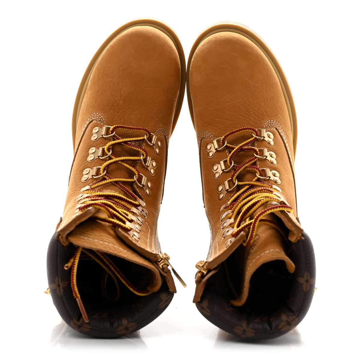 X TIMBERLAND Grained Calfskin Monogram Mens Ranger Boots 8.5 Wheat