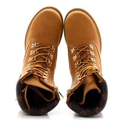 Louis Vuitton X TIMBERLAND Grained Calfskin Monogram Mens Ranger Boots 8.5 Wheat 2 of 12