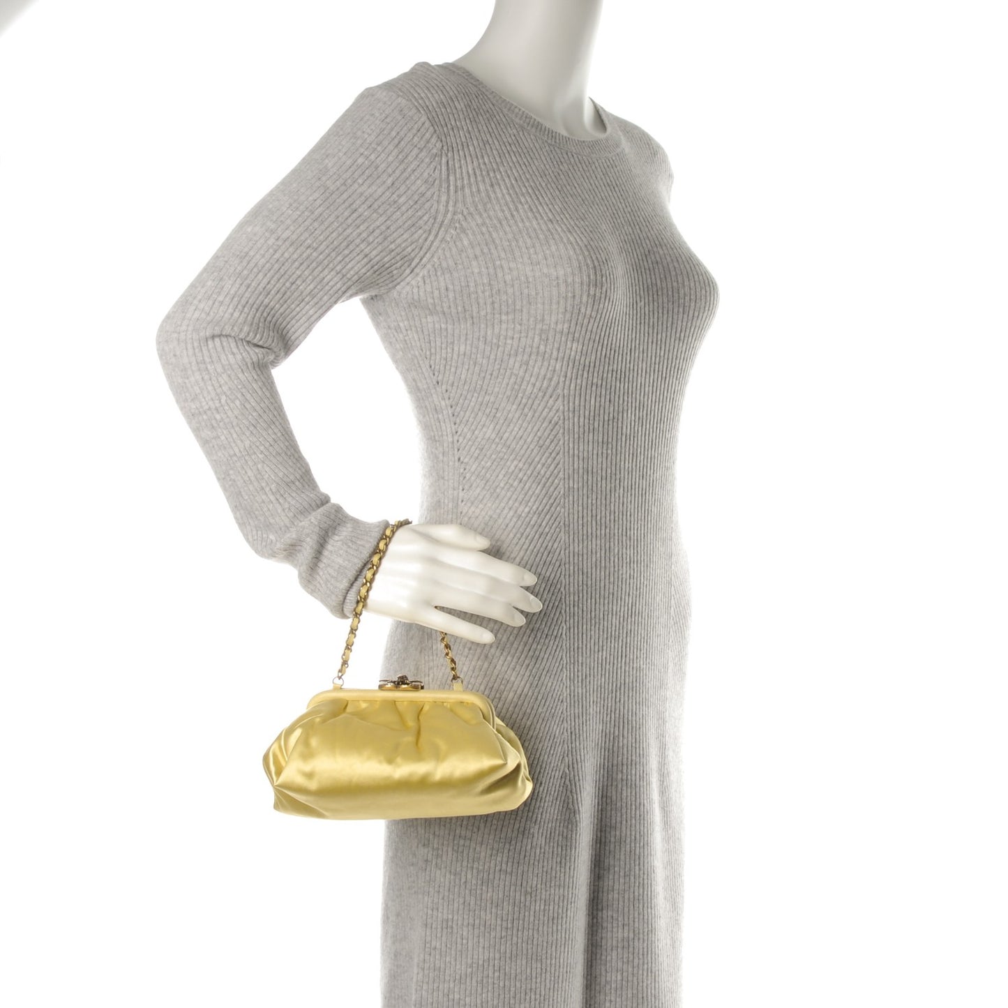 Satin Garden Evening Clutch Light Yellow