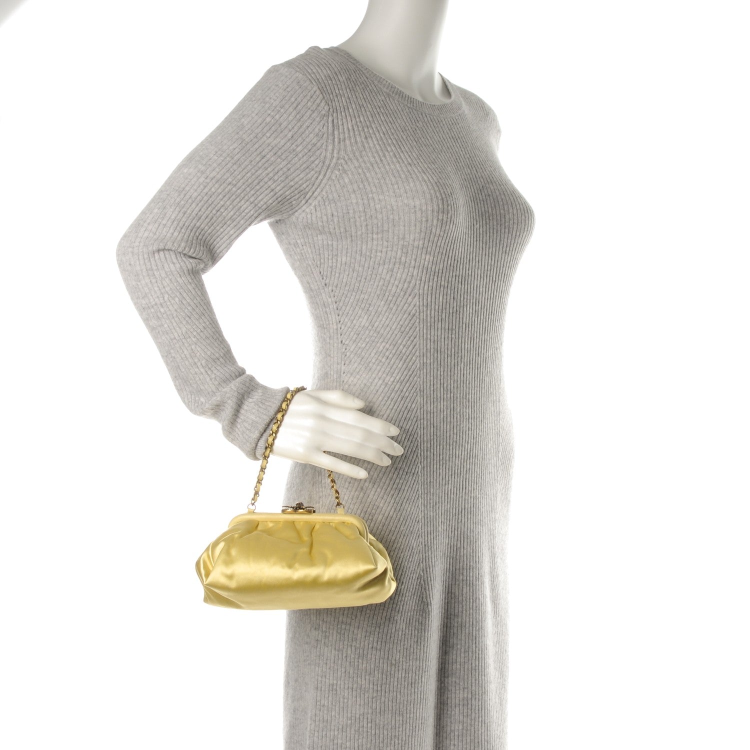 Chanel Satin Garden Evening Clutch Light Yellow 2 of 7