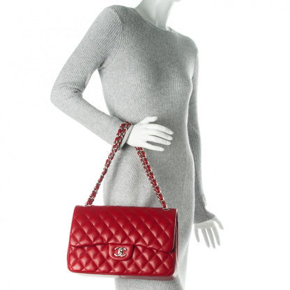 Chanel Lambskin Quilted Jumbo Double Flap Red 2 of 7