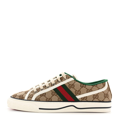 Gucci GG Monogram Web Womens 1977 Tennis Sneakers 39 Beige Ebony Mystic White 1 of 10
