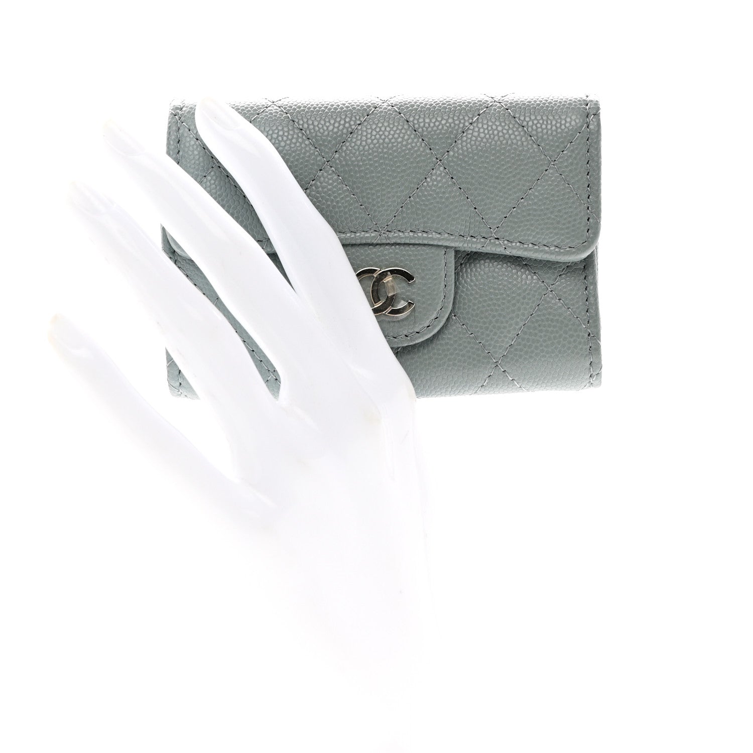 Chanel Caviar Quilted Classic 4 Key Holder Wallet Grey 2 of 10