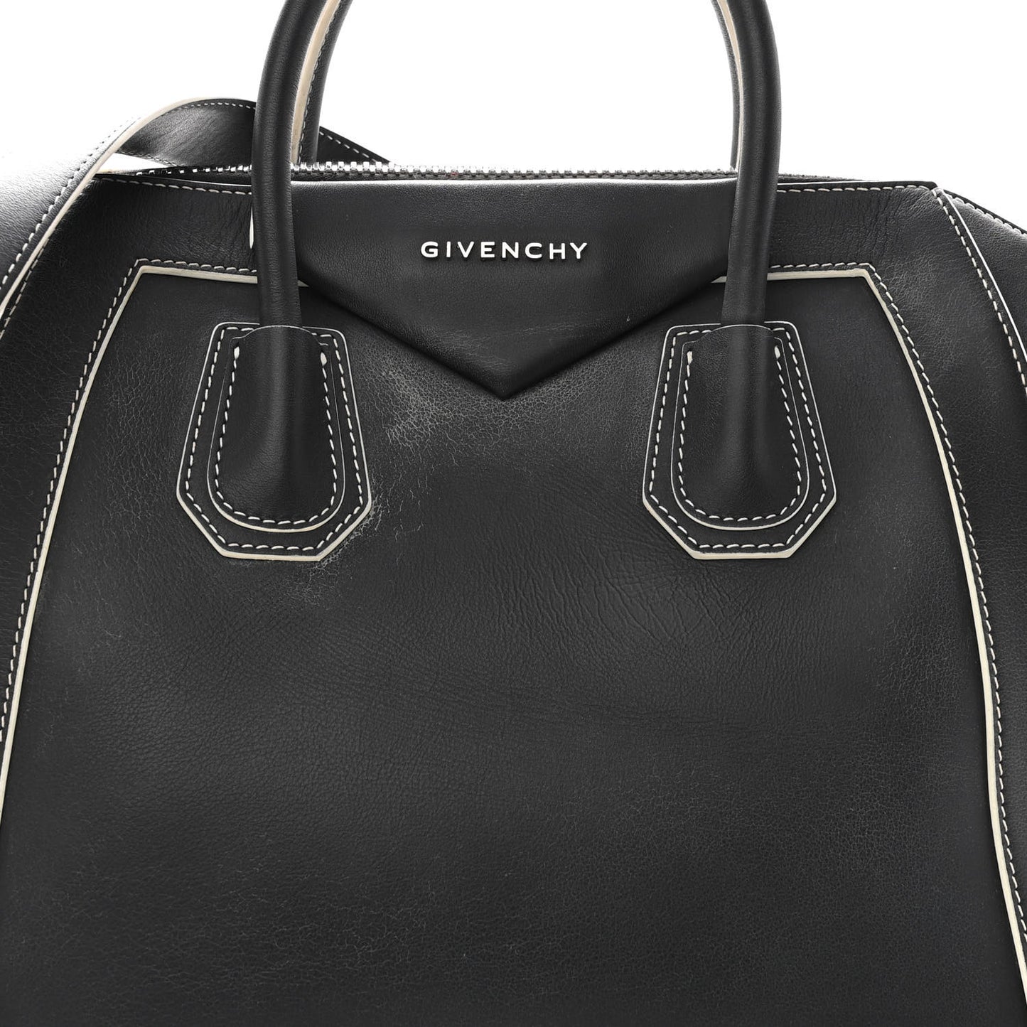 Calfskin Contrast Stitched Medium Antigona Black
