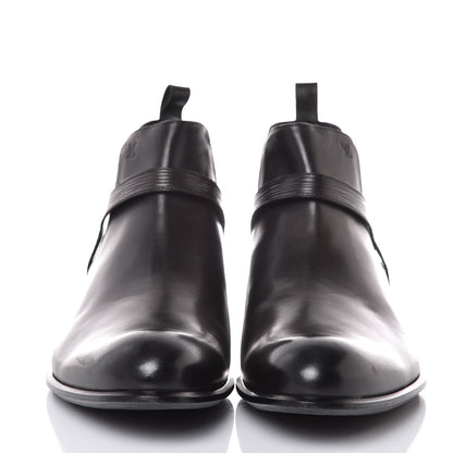 Louis Vuitton Calfskin Epi Greenwich Chelsea Ankle Boots 12 Black 2 of 8