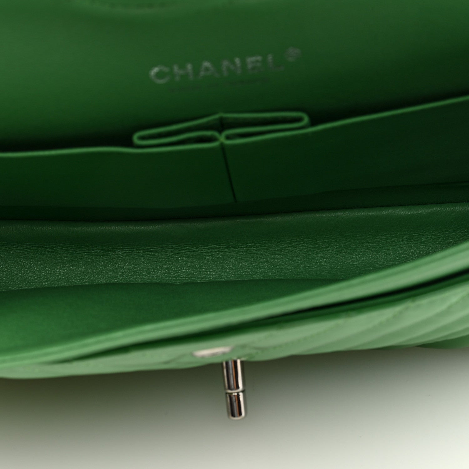 Chanel Patent Chevron Quilted Medium Double Flap Green 5 of 10